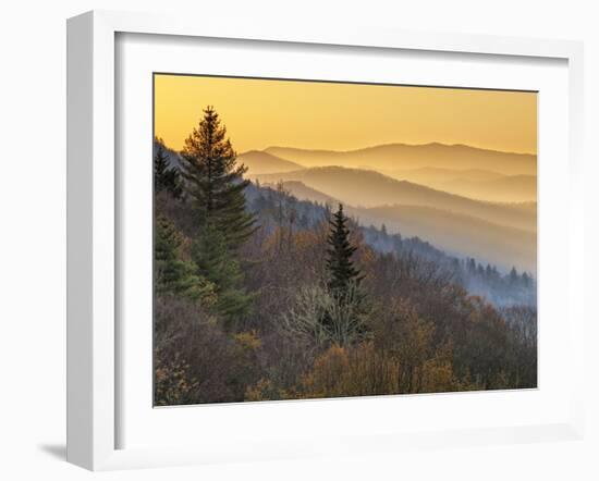 North Carolina, Great Smoky Mountains National Park, Sunrise from the Oconaluftee Valley Overlook-Ann Collins-Framed Photographic Print