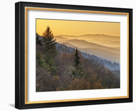 North Carolina, Great Smoky Mountains National Park, Sunrise from the Oconaluftee Valley Overlook-Ann Collins-Framed Photographic Print