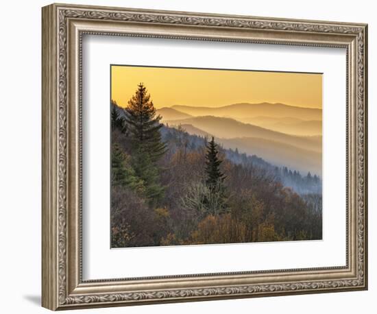 North Carolina, Great Smoky Mountains National Park, Sunrise from the Oconaluftee Valley Overlook-Ann Collins-Framed Photographic Print