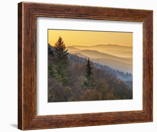 North Carolina, Great Smoky Mountains National Park, Sunrise from the Oconaluftee Valley Overlook-Ann Collins-Framed Photographic Print