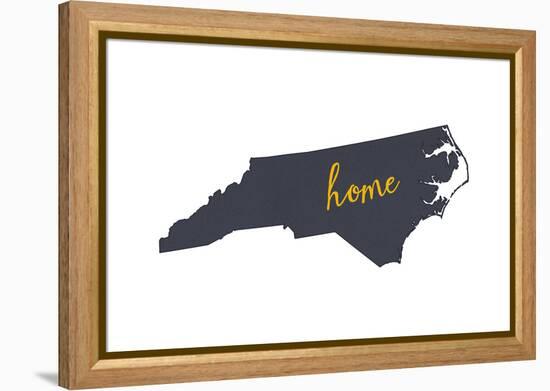 North Carolina - Home State - Gray on White-Lantern Press-Framed Stretched Canvas