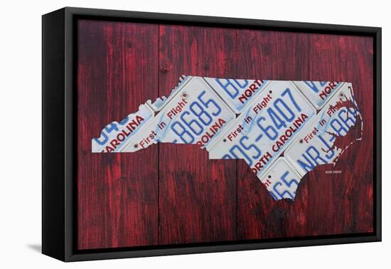 North Carolina License Plate Map-Design Turnpike-Framed Premier Image Canvas