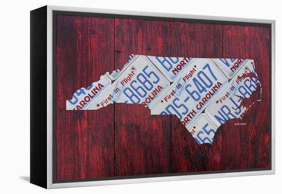 North Carolina License Plate Map-Design Turnpike-Framed Premier Image Canvas