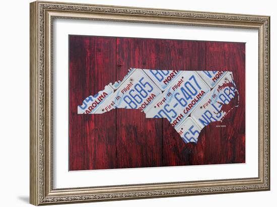 North Carolina License Plate Map-Design Turnpike-Framed Giclee Print