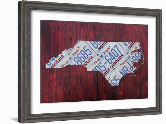 North Carolina License Plate Map-Design Turnpike-Framed Giclee Print