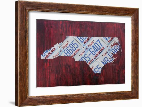 North Carolina License Plate Map-Design Turnpike-Framed Giclee Print