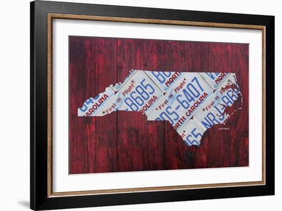 North Carolina License Plate Map-Design Turnpike-Framed Giclee Print