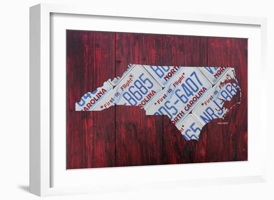 North Carolina License Plate Map-Design Turnpike-Framed Giclee Print