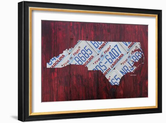 North Carolina License Plate Map-Design Turnpike-Framed Giclee Print