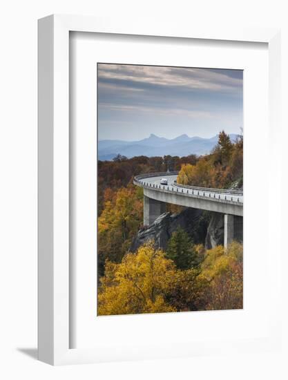 North Carolina, Linville, Linn Cove Viaduct with Traffic in Fall-Walter Bibikow-Framed Photographic Print