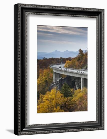 North Carolina, Linville, Linn Cove Viaduct with Traffic in Fall-Walter Bibikow-Framed Photographic Print