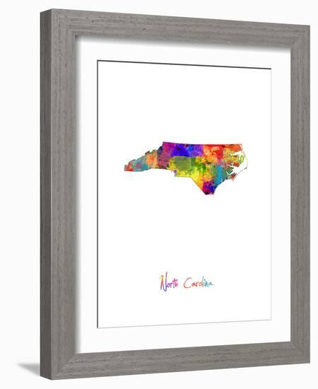 North Carolina Map-Michael Tompsett-Framed Art Print