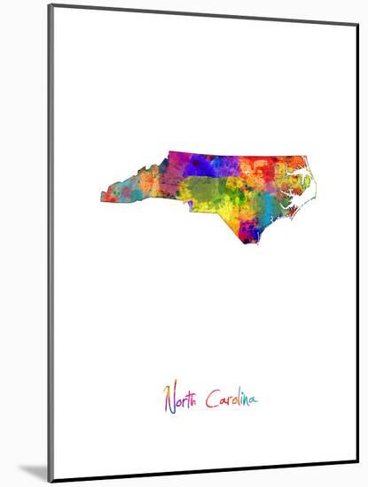 North Carolina Map-Michael Tompsett-Mounted Art Print