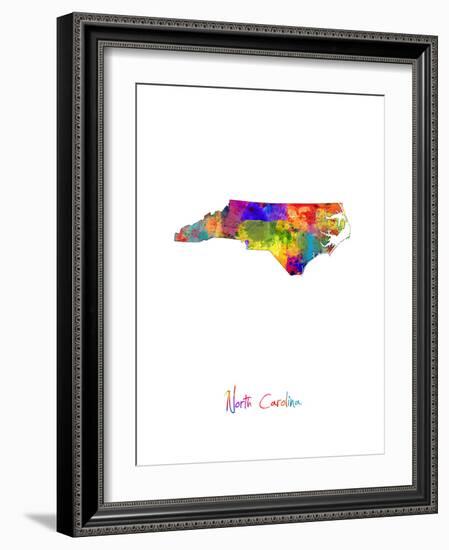 North Carolina Map-Michael Tompsett-Framed Art Print