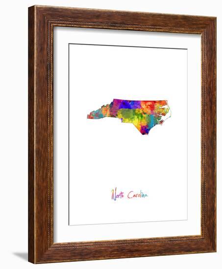 North Carolina Map-Michael Tompsett-Framed Premium Giclee Print