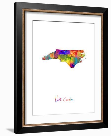 North Carolina Map-Michael Tompsett-Framed Premium Giclee Print