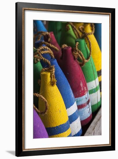 North Carolina, Outer Banks National Seashore, Corolla, Decor Buoys-Walter Bibikow-Framed Photographic Print