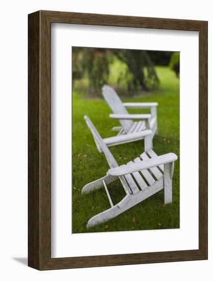 North Carolina, Outer Banks Seashore, Corolla, Adirondack Lawn Chairs-Walter Bibikow-Framed Photographic Print