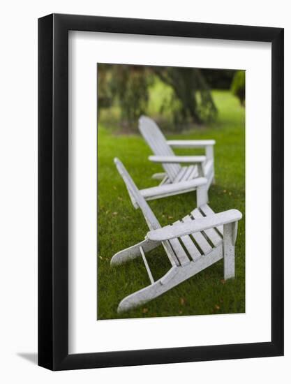 North Carolina, Outer Banks Seashore, Corolla, Adirondack Lawn Chairs-Walter Bibikow-Framed Photographic Print