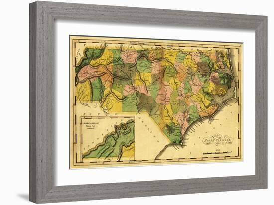 North Carolina - Panoramic Map-Lantern Press-Framed Art Print