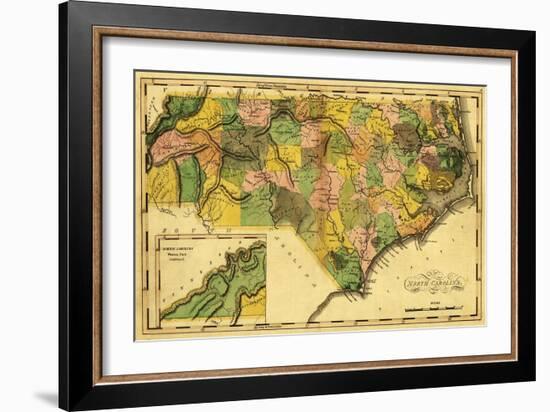 North Carolina - Panoramic Map-Lantern Press-Framed Art Print