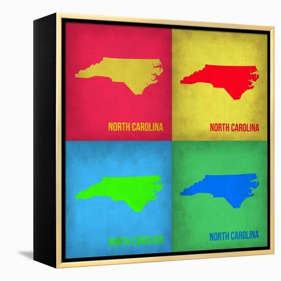 North Carolina Pop Art Map 1-NaxArt-Framed Stretched Canvas