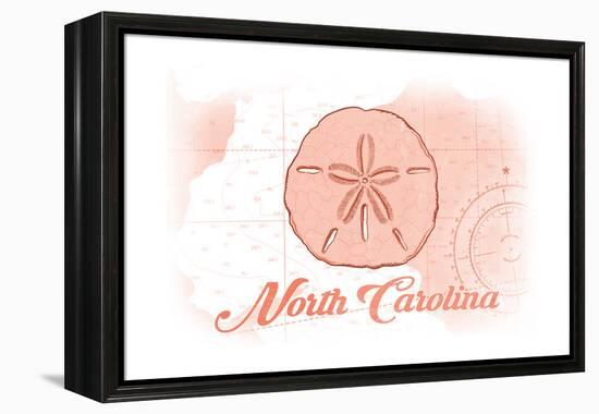 North Carolina - Sand Dollar - Coral - Coastal Icon-Lantern Press-Framed Stretched Canvas