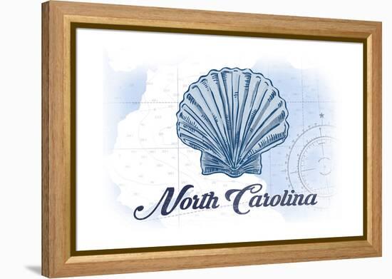 North Carolina - Scallop Shell - Blue - Coastal Icon-Lantern Press-Framed Stretched Canvas