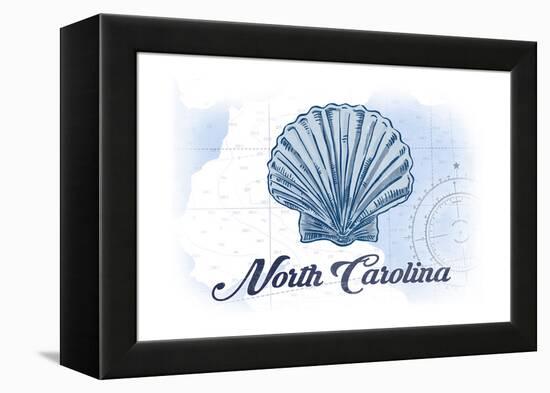 North Carolina - Scallop Shell - Blue - Coastal Icon-Lantern Press-Framed Stretched Canvas