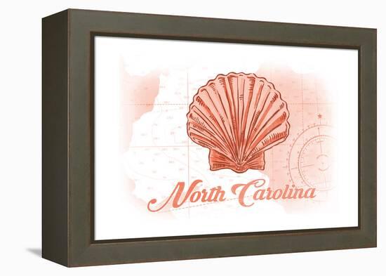 North Carolina - Scallop Shell - Coral - Coastal Icon-Lantern Press-Framed Stretched Canvas