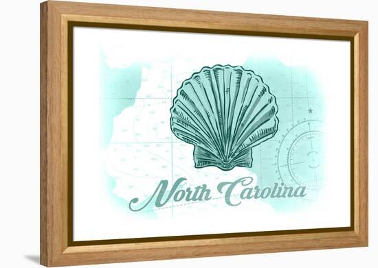 North Carolina - Scallop Shell - Teal - Coastal Icon-Lantern Press-Framed Stretched Canvas