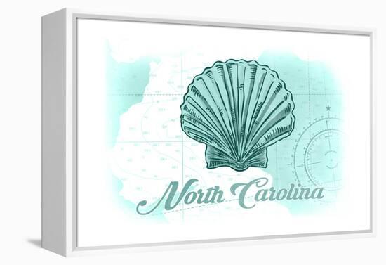 North Carolina - Scallop Shell - Teal - Coastal Icon-Lantern Press-Framed Stretched Canvas