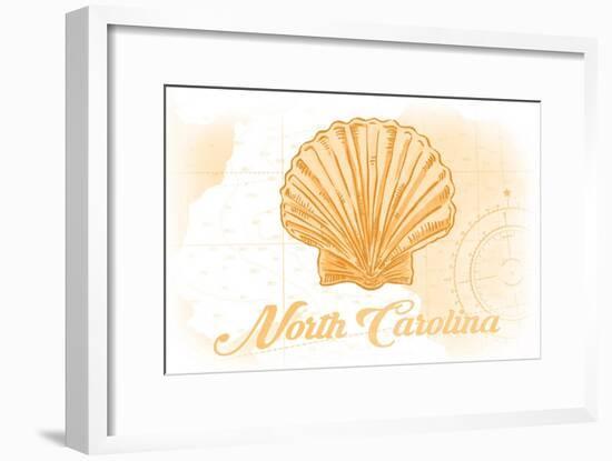 North Carolina - Scallop Shell - Yellow - Coastal Icon-Lantern Press-Framed Art Print