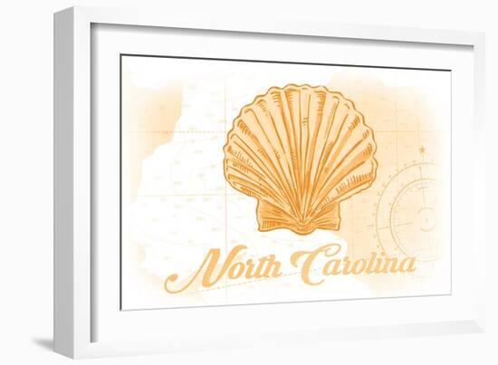 North Carolina - Scallop Shell - Yellow - Coastal Icon-Lantern Press-Framed Art Print