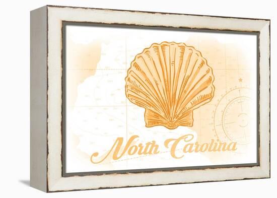 North Carolina - Scallop Shell - Yellow - Coastal Icon-Lantern Press-Framed Stretched Canvas