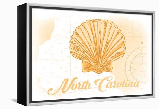 North Carolina - Scallop Shell - Yellow - Coastal Icon-Lantern Press-Framed Stretched Canvas