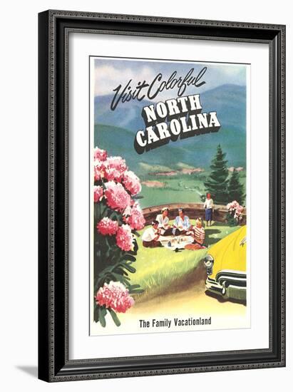 North Carolina Travel Poster-null-Framed Premium Giclee Print