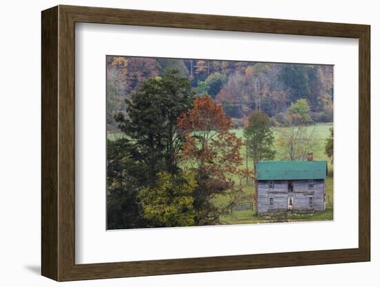 North Carolina, Valle Crucis, Old Farmhouse, Autumn-Walter Bibikow-Framed Photographic Print