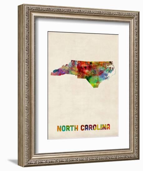 North Carolina Watercolor Map-Michael Tompsett-Framed Art Print