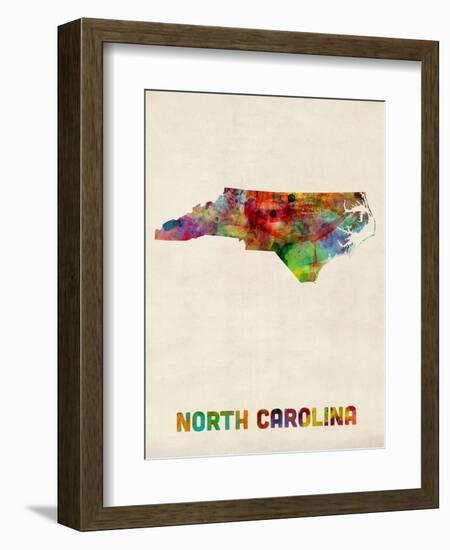 North Carolina Watercolor Map-Michael Tompsett-Framed Art Print