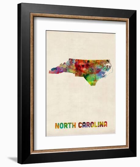 North Carolina Watercolor Map-Michael Tompsett-Framed Art Print
