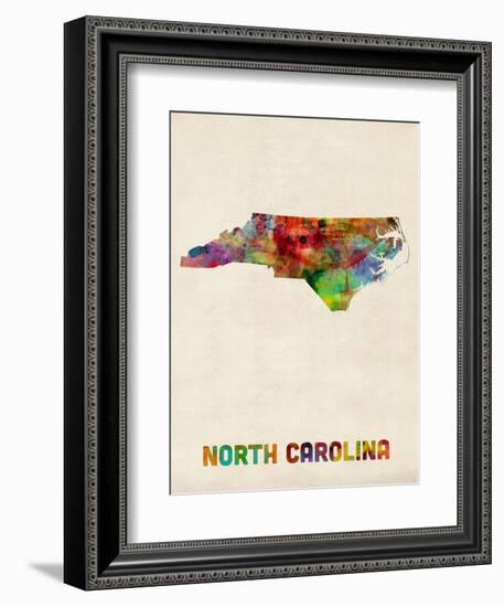 North Carolina Watercolor Map-Michael Tompsett-Framed Art Print