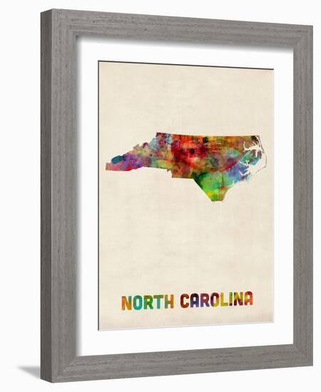 North Carolina Watercolor Map-Michael Tompsett-Framed Art Print