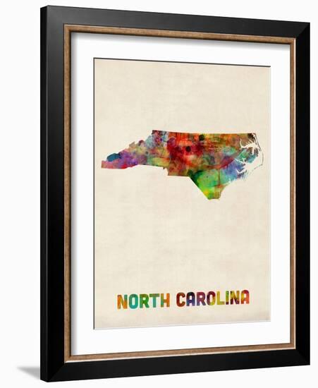 North Carolina Watercolor Map-Michael Tompsett-Framed Art Print