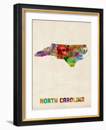 North Carolina Watercolor Map-Michael Tompsett-Framed Art Print