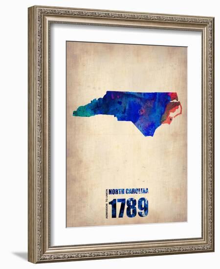 North Carolina Watercolor Map-NaxArt-Framed Art Print