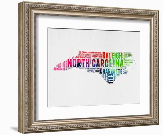 North Carolina Watercolor Word Cloud-NaxArt-Framed Art Print