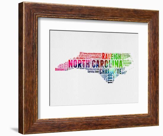 North Carolina Watercolor Word Cloud-NaxArt-Framed Art Print