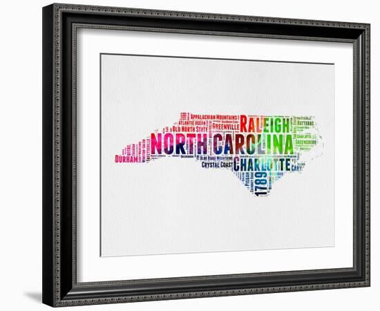 North Carolina Watercolor Word Cloud-NaxArt-Framed Art Print