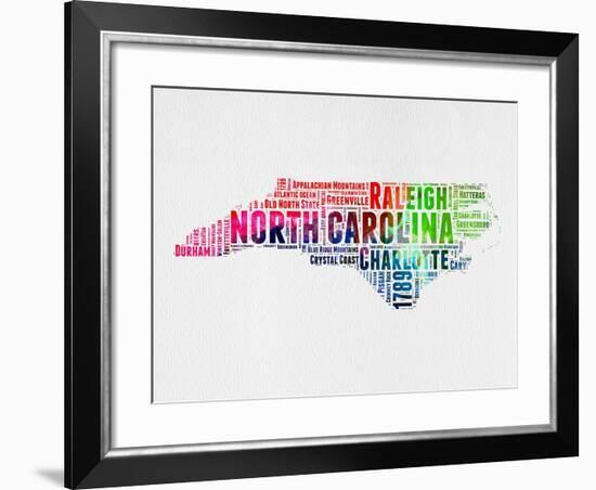 North Carolina Watercolor Word Cloud-NaxArt-Framed Art Print